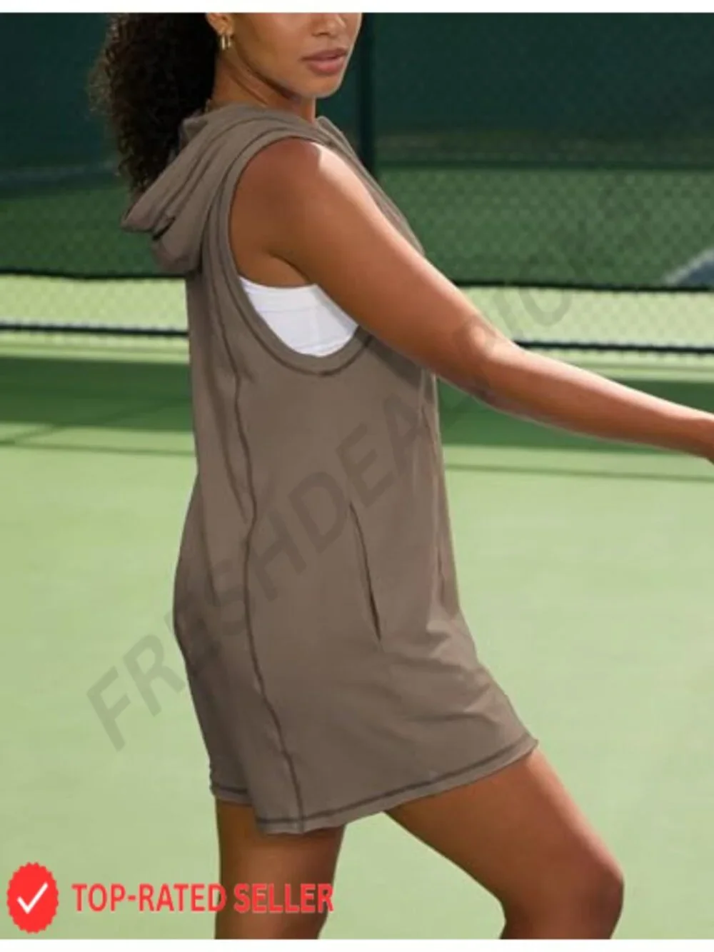 Women's Sleeveless Hooded Romper Jumpsuit Overalls Shorts Half Zip Athletic